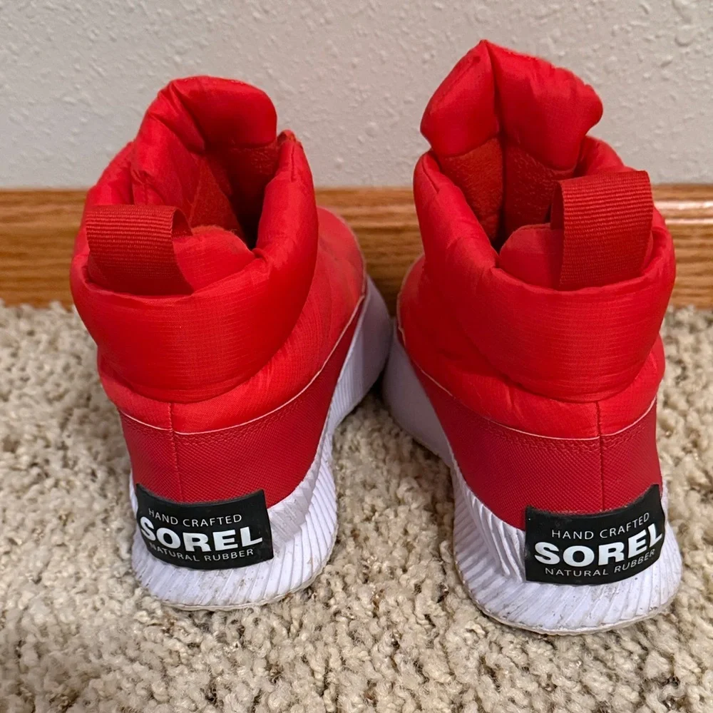 Sorel Red Quilted Ankle Winter Rain Boots